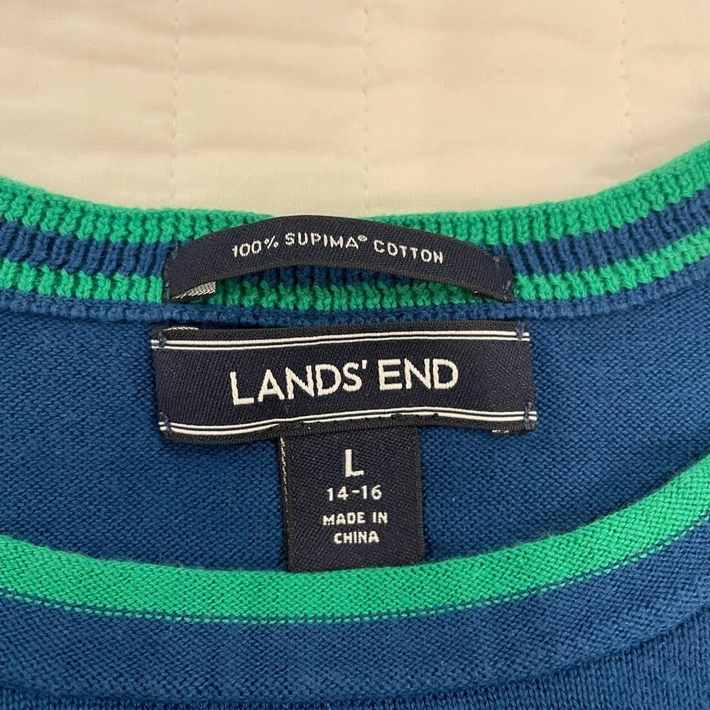 Lands End size Large Blue Sweater with Dog Design - Picture 7 of 9